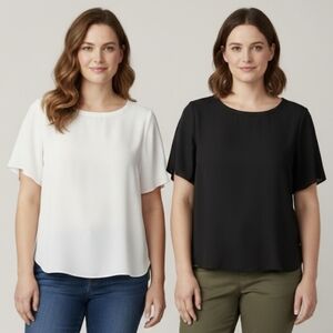 Banana Republic Women's Classic Black and White Blouses With Silk Like Feel